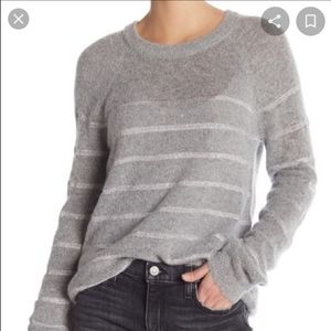 NWOT Current/Elliot Metallic Stripe Gray Crew Neck Sweater Sz 1, Small